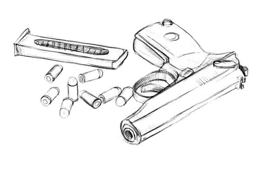 Пистолет с патронами