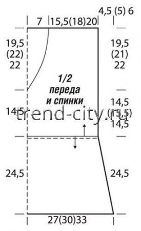 Безрукавка спицами с полосатой баской