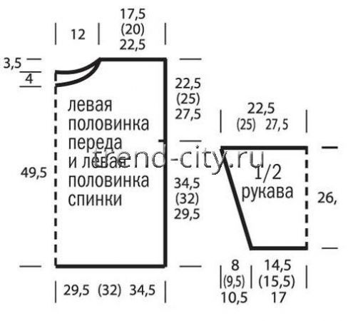 Туника спицами с ребристым узором