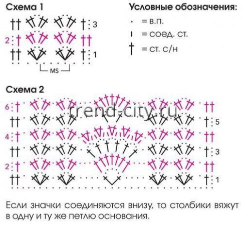 Топ крючком с бордюром по центру