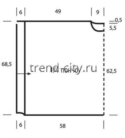 Пончо спицами с мотивом икат