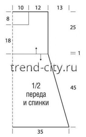 Туника спицами в технике «домино»