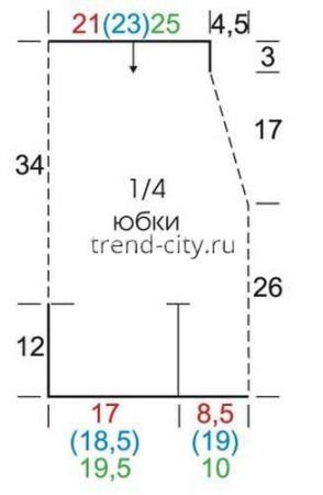 Юбка крючком с треугольными вставками