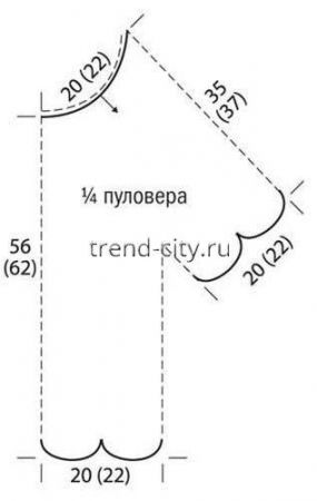 Ажурный пуловер крючком с круглой кокеткой