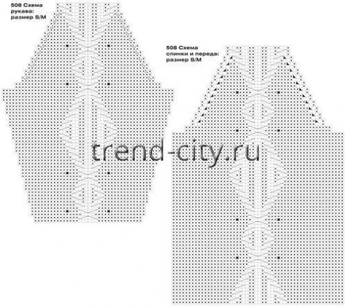 Свитер спицами с крупным узором