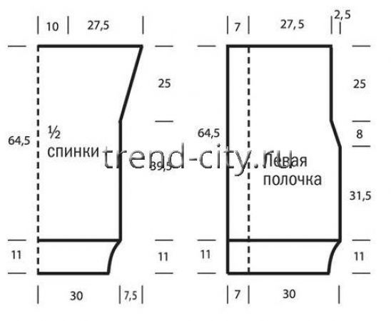 Жилет спицами с поясом