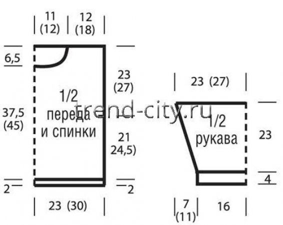 Пуловер спицами с узором из ажурных ромбов