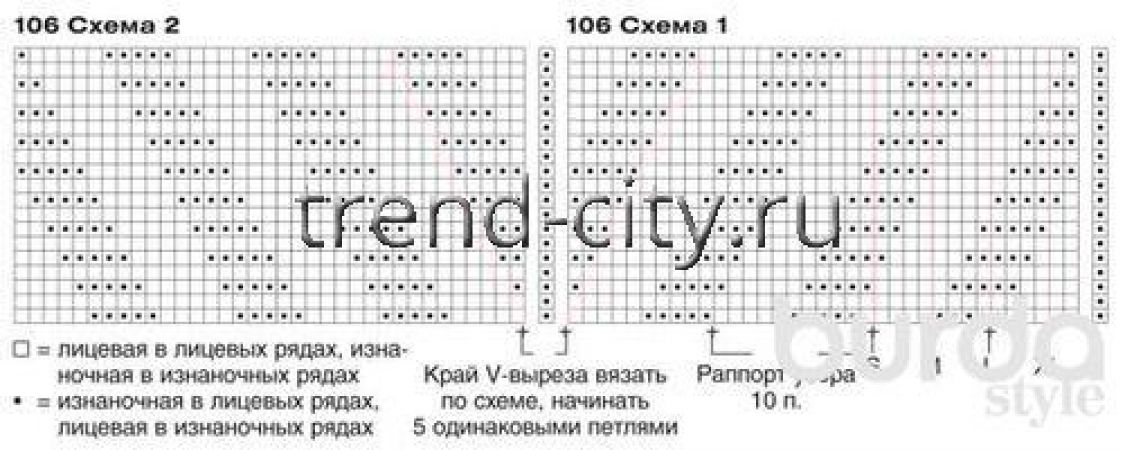 Топ спицами с рельефным V-образным узором