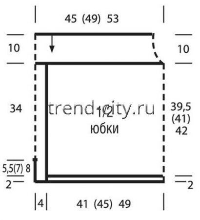 Юбка спицами с «косой»