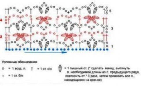 Схема: Объемный узор крючком 2485