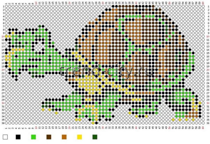 Схема вышивки бисером Черепаха