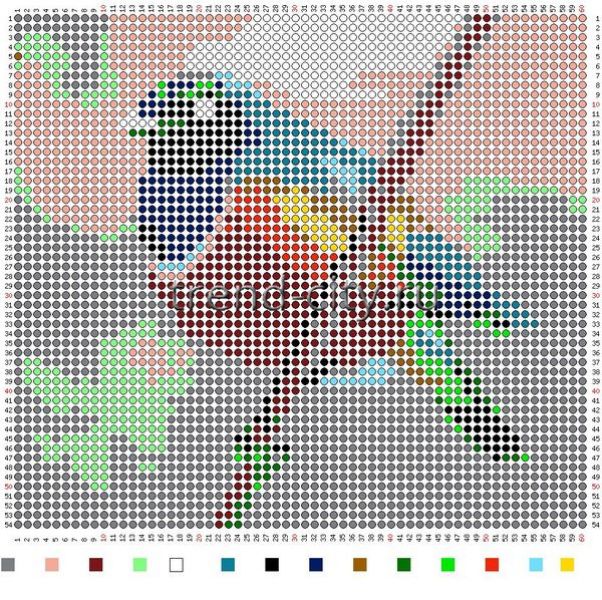 Схема вышивки бисером Птица
