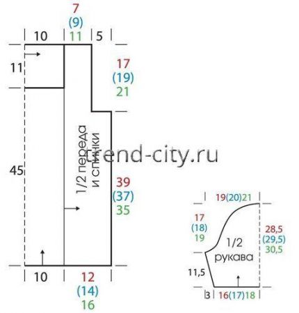 Топ крючком с бордюром по центру