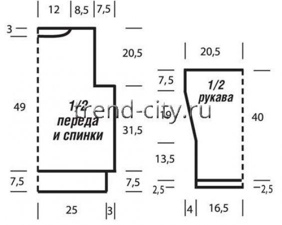 Свитер спицами с ажурными полосами