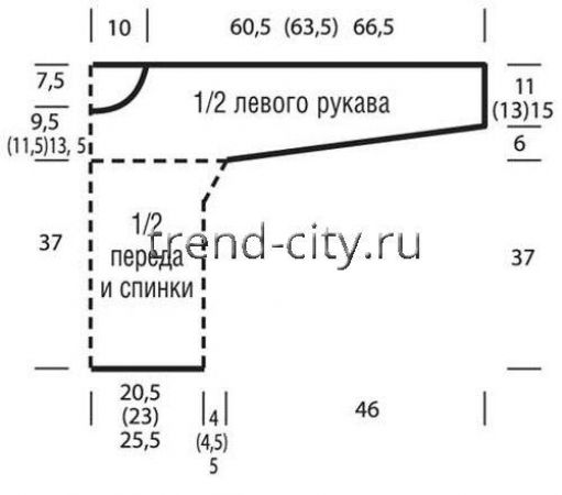 Джемпер спицами с узором из «листьев»