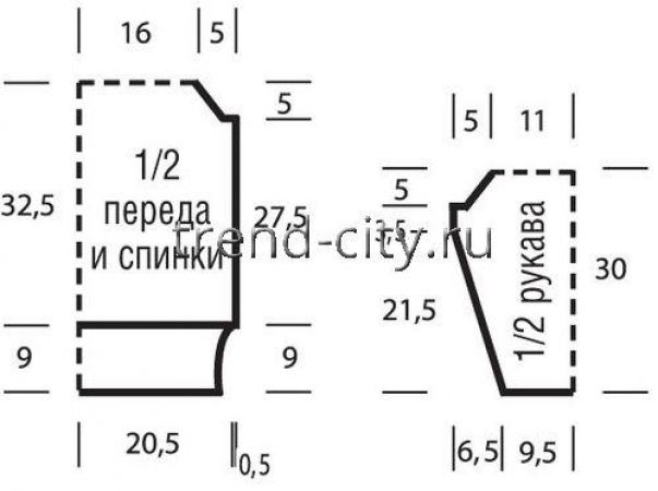 Джемпер спицами с кольцами