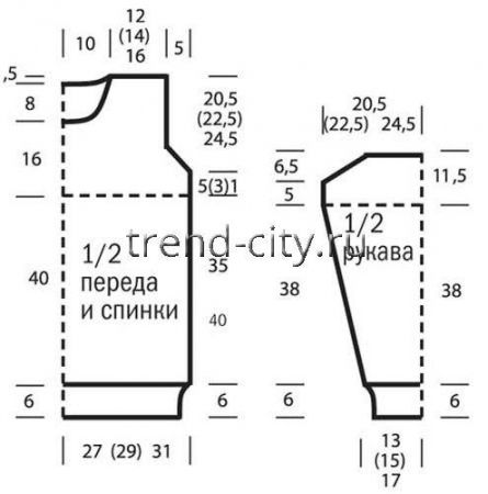 Белый свитер спицами с рельефной кокеткой