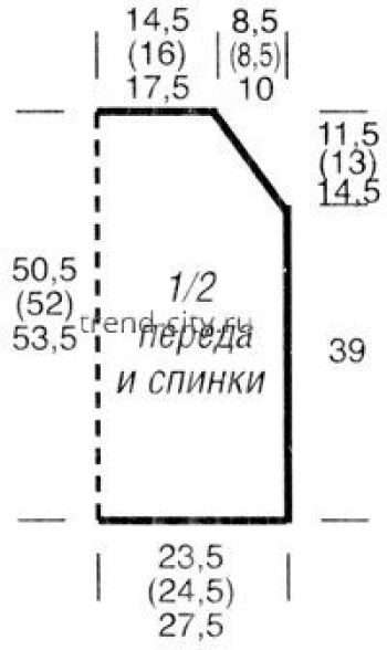 Меланжевый пуловер спицами реглан