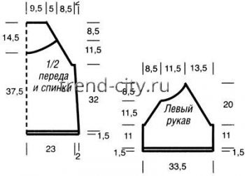 Полосатый пуловер спицами с короткими рукавами