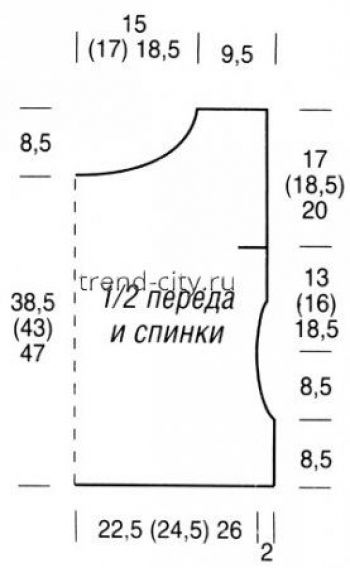 Полосатый топ спицами из "ракушек"