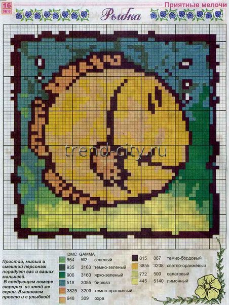 Схема вышивки крестом - Большая рыбка