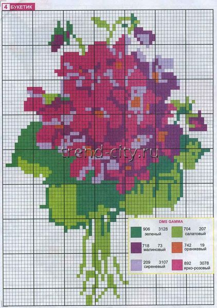 Схема вышивки крестом - Букет цветов