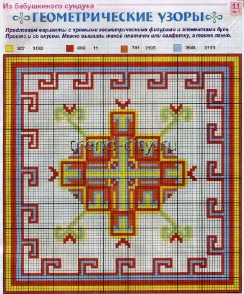Схема вышивки крестом - Геометрические узоры