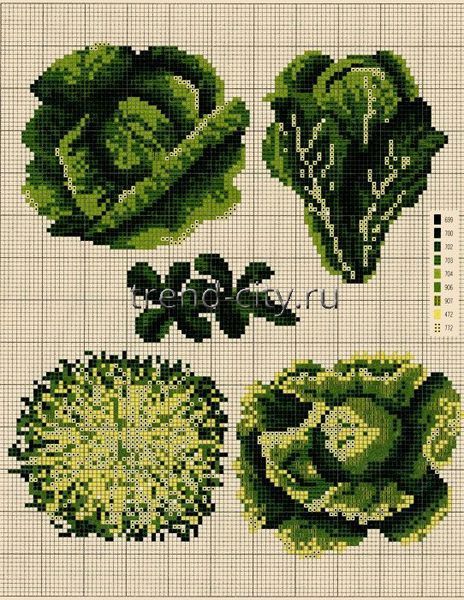 Схема вышивки крестом - Капуста