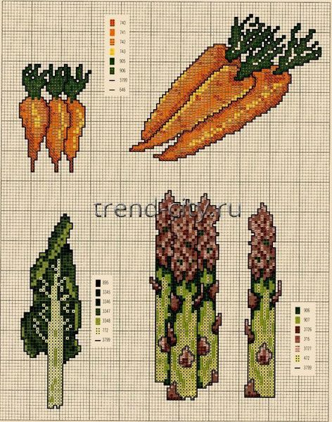 Схема вышивки крестом - Морковь