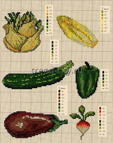 Схема вышивки крестом - Полезные овощи