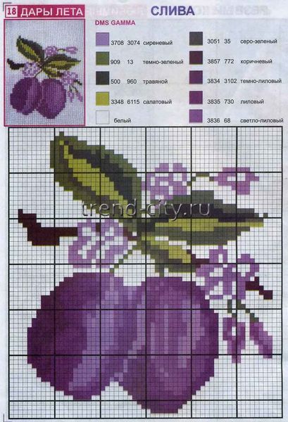Схема вышивки крестом - Слива
