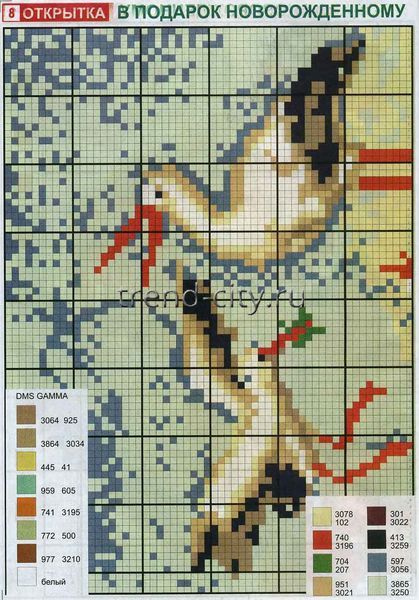 Схема вышивки крестом - В подарок новорожденному
