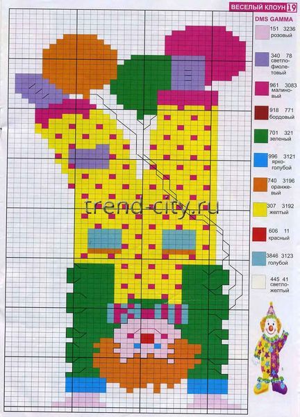 Схема вышивки крестом - Веселый клон