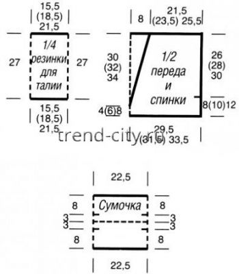 Топ спицами и сумочка