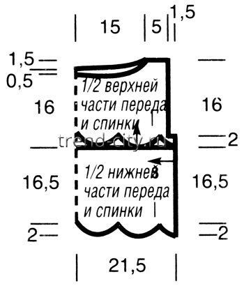 Топ спицами со связанным поперек бордюром