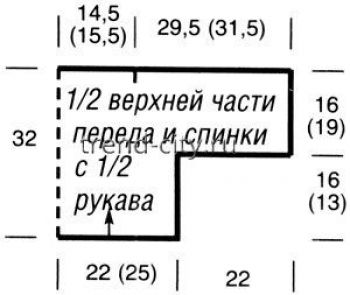 Туника спицами с поперечной нижней частью