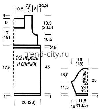 Узорчатая туника спицами